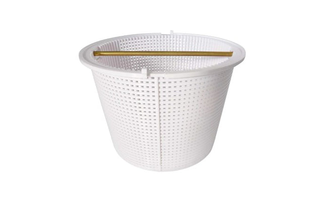Skimmer basket compatible with Quiptron pool skimmers, replacement part for swimming pool maintenance